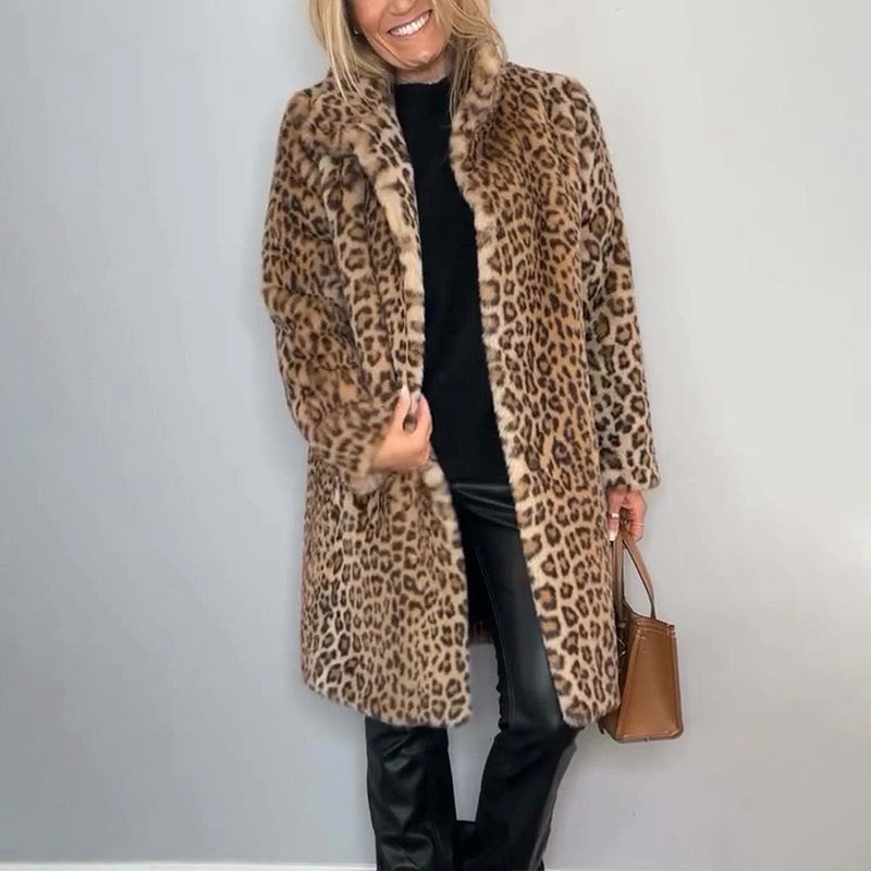 💖Mittellange Jacke mit Leopardenmuster für Damen