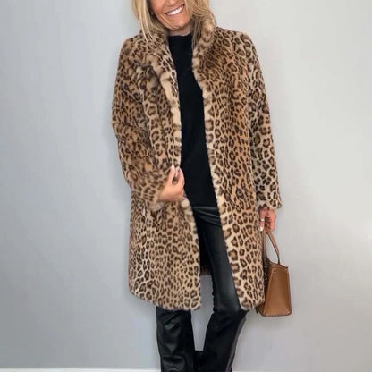 💖Mittellange Jacke mit Leopardenmuster für Damen