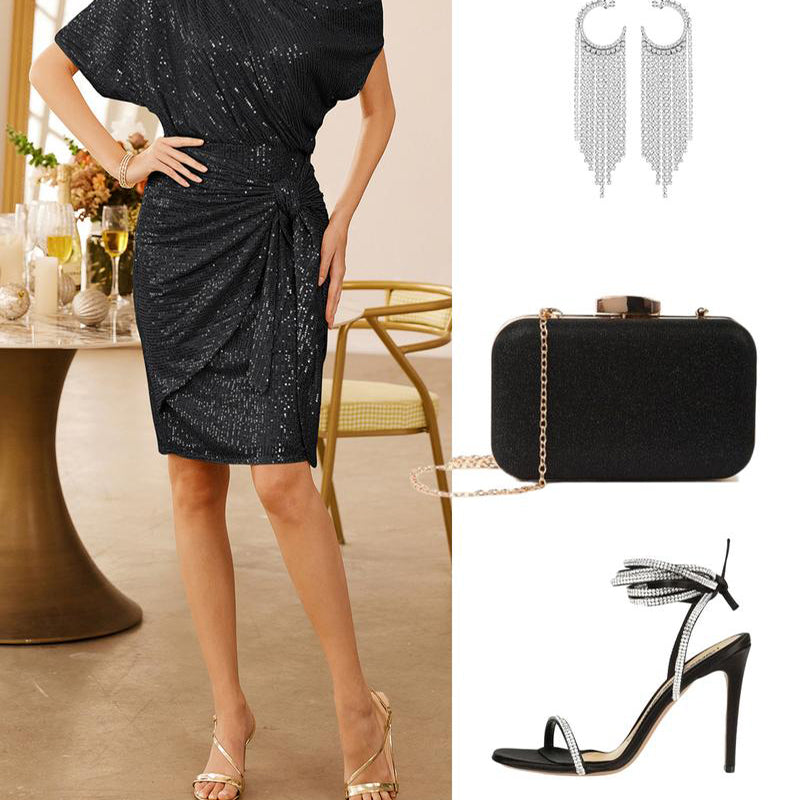 ⏳Begrenzte Zeit 50% Rabatt💥Party- und Clubkleid mit One-Shoulder-Träger und funkelnden Pailletten für Damen✨