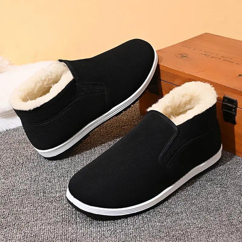 Superwarme, rutschfeste Baumwollschuhe für Herren mit Kunstfellfutter 【2 KAUFEN, VERSAND KOSTENLOS】