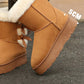 Damen Plüsch Schleife Klassischer Absatz Schneestiefel
