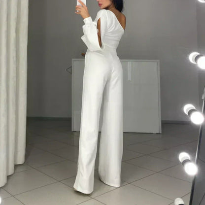 ✨👠Damen One Shoulder Glitter Mesh Flared Jumpsuit🖤 Mode Party Essential, funkeln und glänzen, ziehen Sie die Aufmerksamkeit auf sich!