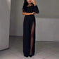 ✨👠Damen One Shoulder Glitter Mesh Flared Jumpsuit🖤 Mode Party Essential, funkeln und glänzen, ziehen Sie die Aufmerksamkeit auf sich!