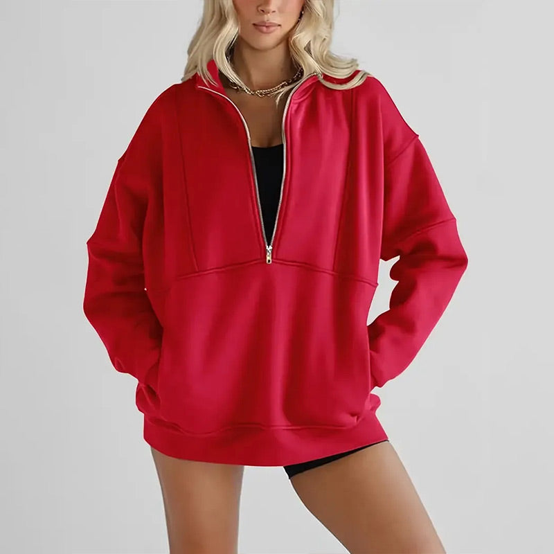 🍂🍁Herbstschlussverkauf 49 % RABATT💖 Lässige Revers-Oberteile mit halbem Reißverschluss für Damen