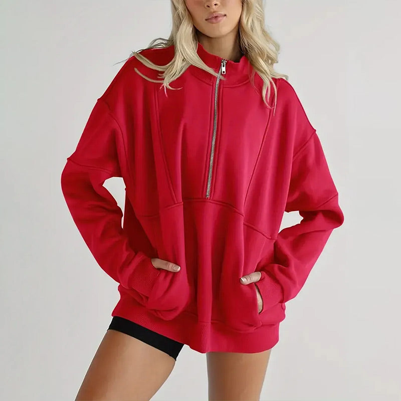 🍂🍁Herbstschlussverkauf 49 % RABATT💖 Lässige Revers-Oberteile mit halbem Reißverschluss für Damen