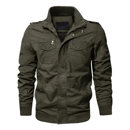 Herren Militärjacke mit Stehkragen und Reißverschluss