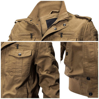 Herren Militärjacke mit Stehkragen und Reißverschluss