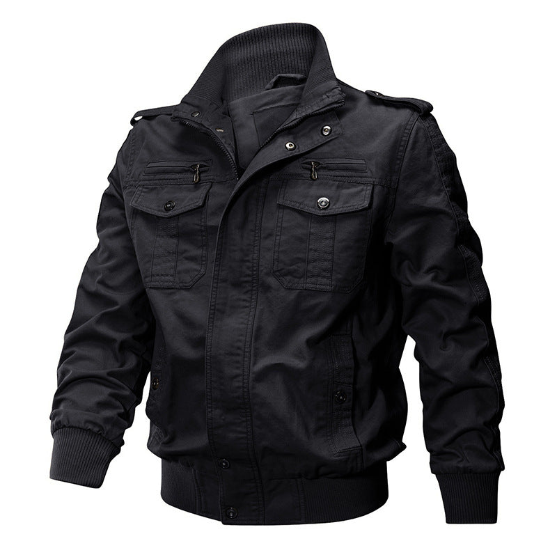 Herren Militärjacke mit Stehkragen und Reißverschluss