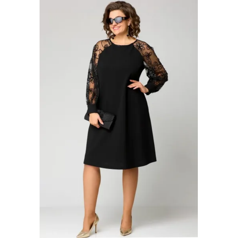 🌞Frühlingserwachen: 50% Rabatt!!👗 Damen Spitzen-Patchwork-Kleid: Langärmelig & Knielang – Elegant für Tag & Abend