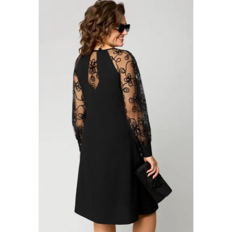 🌞Frühlingserwachen: 50% Rabatt!!👗 Damen Spitzen-Patchwork-Kleid: Langärmelig & Knielang – Elegant für Tag & Abend