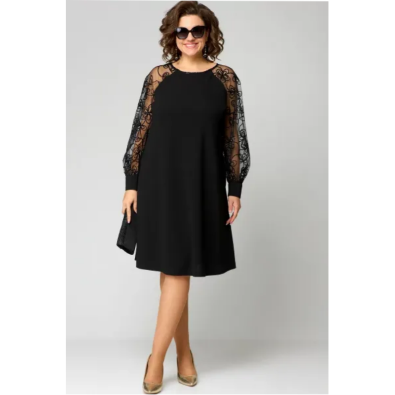 🌞Frühlingserwachen: 50% Rabatt!!👗 Damen Spitzen-Patchwork-Kleid: Langärmelig & Knielang – Elegant für Tag & Abend