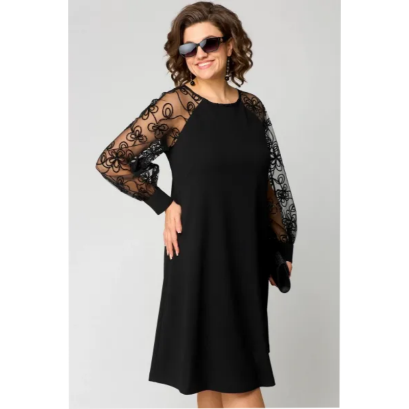 🌞Frühlingserwachen: 50% Rabatt!!👗 Damen Spitzen-Patchwork-Kleid: Langärmelig & Knielang – Elegant für Tag & Abend