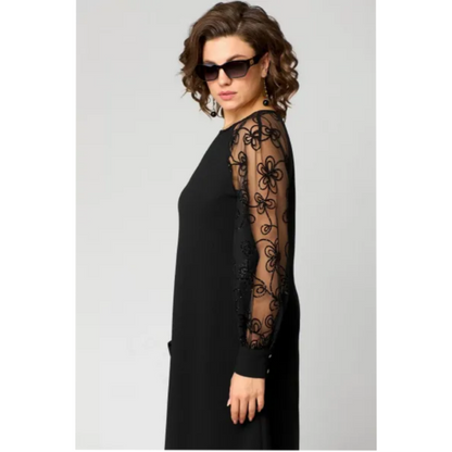 🌞Frühlingserwachen: 50% Rabatt!!👗 Damen Spitzen-Patchwork-Kleid: Langärmelig & Knielang – Elegant für Tag & Abend