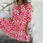 🌸2026 Neues Design🌸V-Ausschnitt gedrucktes Drei-Viertel-Ärmel-Kleid