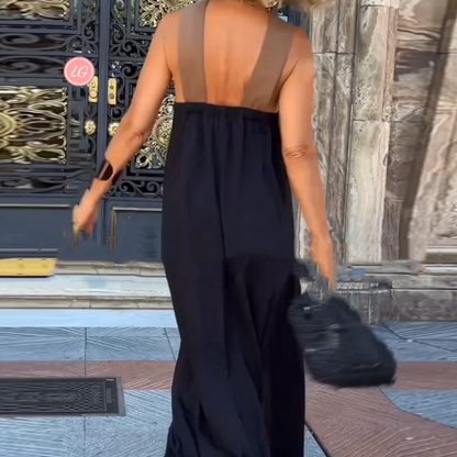 🌞Frühlingserwachen: 50% Rabatt!💕Sommer-Traum: Elegantes Neckholder-Maxikleid mit Kontrast-Design