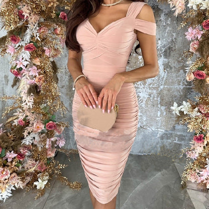Damen Slim Fit Sexy Off-Shoulder Bodycon Kleid