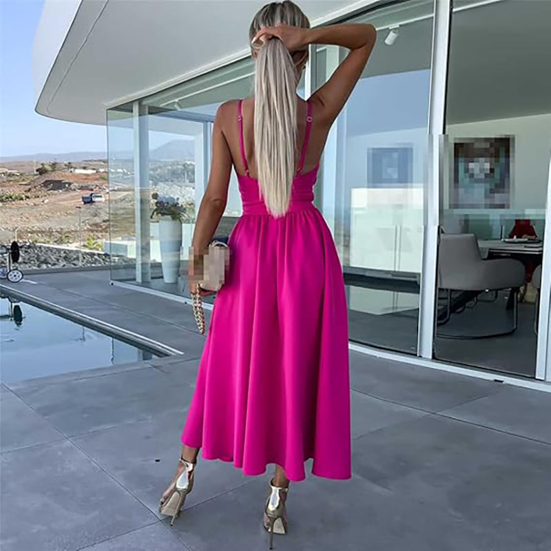 🌴2025 Sommerneuheiten – 50 % Rabatt☀️Damen Spaghettiträger Kleid mit hohem Schlitz 👗💖