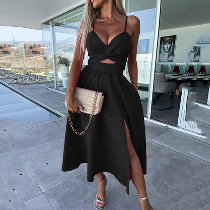 🌴2025 Sommerneuheiten – 50 % Rabatt☀️Damen Spaghettiträger Kleid mit hohem Schlitz 👗💖