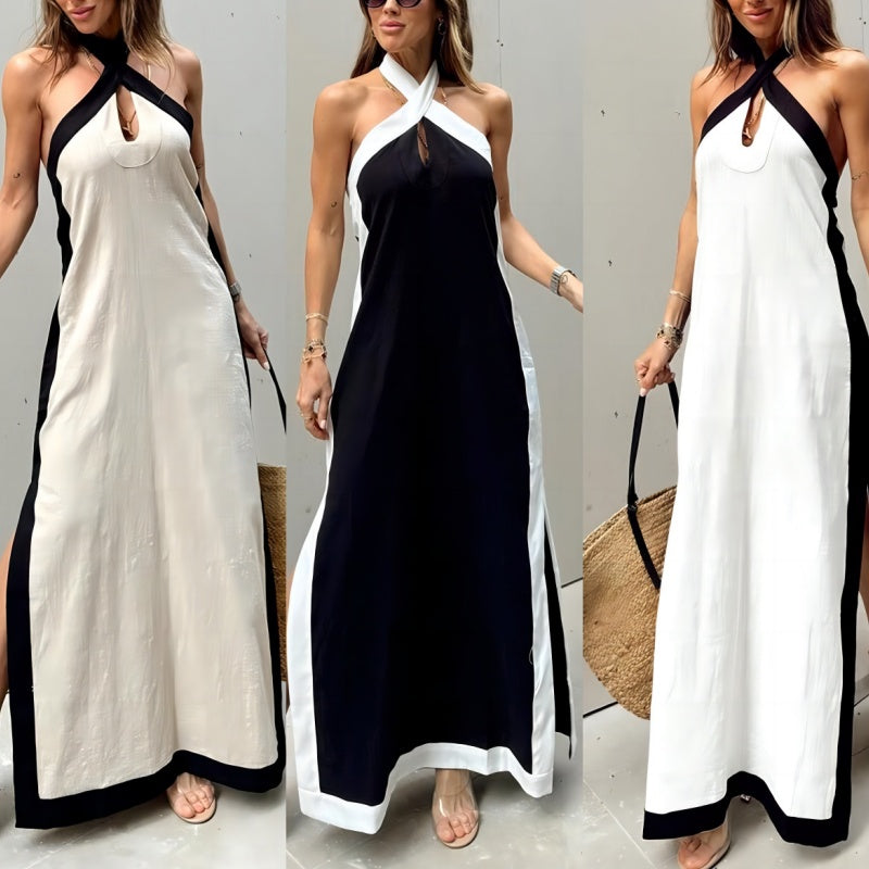 🔥👗 Damen Maxikleid ohne Ausschnitt mit Rückenschlitz