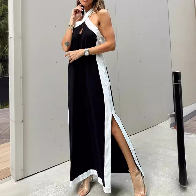 🔥👗 Damen Maxikleid ohne Ausschnitt mit Rückenschlitz