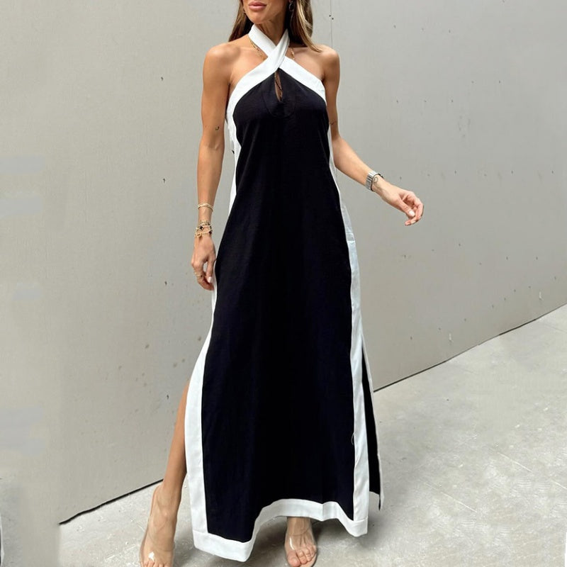 🔥👗 Damen Maxikleid ohne Ausschnitt mit Rückenschlitz