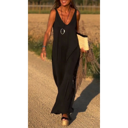 🌞Frühlingserwachen: 50% Rabatt!👗 Damen Maxi-Cami-Kleid mit V-Ausschnitt: Fließend, atmungsaktiv & vielseitig für Sommer, Partys & formelle Anlässe