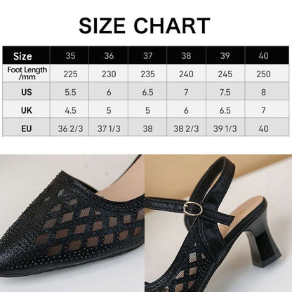 Ausgehöhlte atmungsaktive Strass-Sandalen mit hohen Absätzen für Frauen