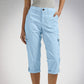 Capri Cargohose mit Taille und Falten unten und mehreren Taschen