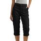 Capri Cargohose mit Taille und Falten unten und mehreren Taschen
