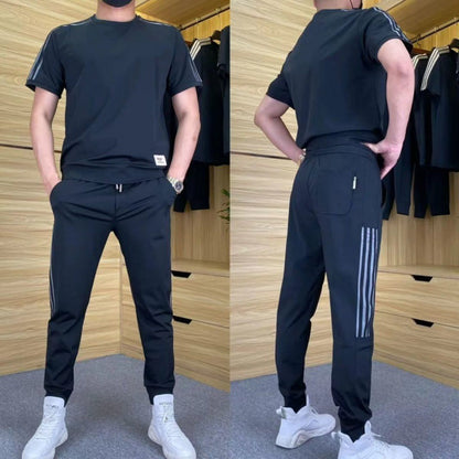 Herren High Stretch Kurzarm-Top & Jogginghose 2er-Set
