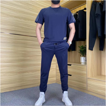 Herren High Stretch Kurzarm-Top & Jogginghose 2er-Set