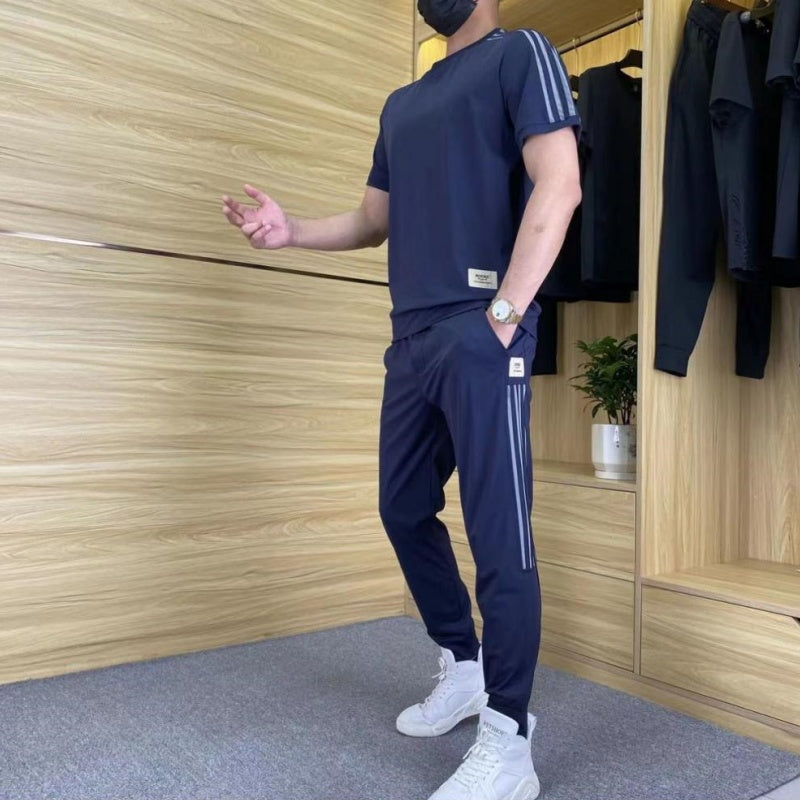 Herren High Stretch Kurzarm-Top & Jogginghose 2er-Set