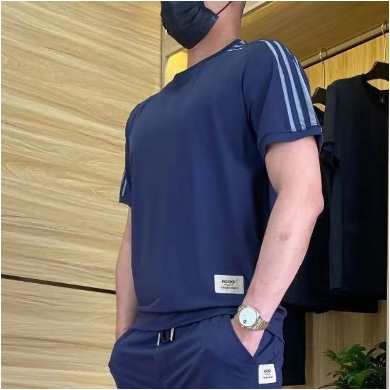 Herren High Stretch Kurzarm-Top & Jogginghose 2er-Set