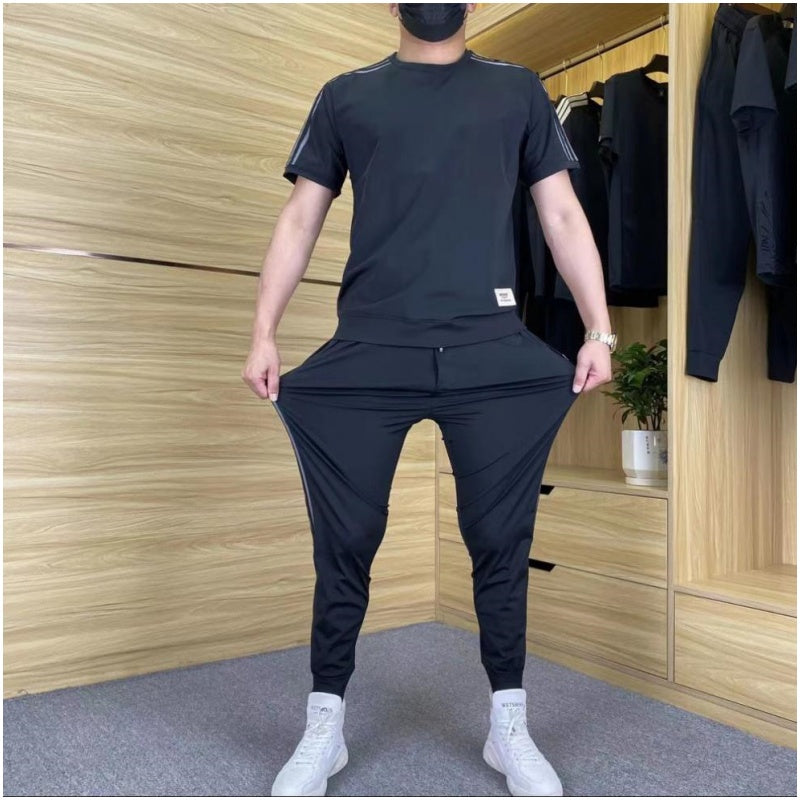 Herren High Stretch Kurzarm-Top & Jogginghose 2er-Set