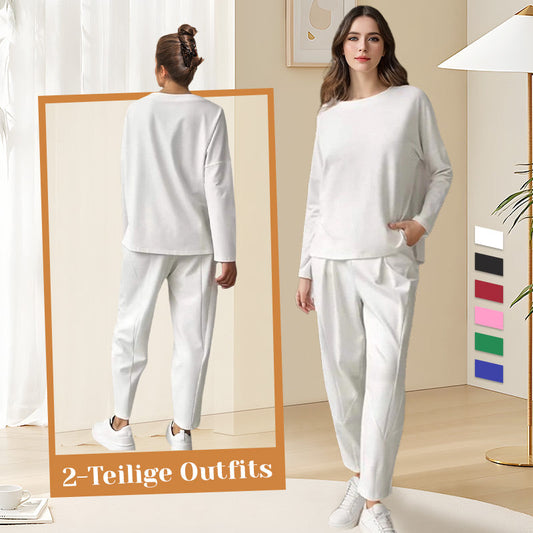 🔥Letzter Tag: 60% Rabatt! ⏰💞 2-teiliges Langarm-Set: weicher Rundhals-Pullover & Hose, langlebig, vielseitig kombinierbar für jeden Tag 💞🔥
