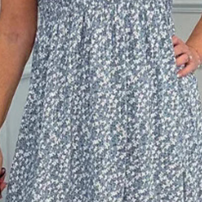🎉🛍️Heißer Verkauf 60% Rabatt💃Elegantes Blumenkleid mit hoher Taille und Rüschen-Cap-Ärmeln