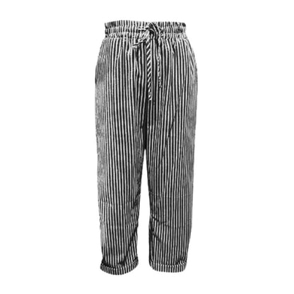 Gestreepte linnen katoenen broek voor dames