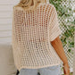🎁2025 New Hot Sale - Womens Summer Scoop Neck Short Sleeve Sweater Casual Crochet Hollow Out Knit Tops Pullover Shirts Beach Coverup