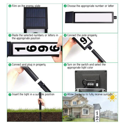 🌞Frühlingserwachen: 50% Rabatt!🏠Solarbetriebene Adressbeschilderung mit Zweifarbiger Beleuchtung – Wasserdicht, Hohe Sichtbarkeit & Anpassbare Nummernanzeige (89cm Höhe)
