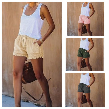 🌞2025 Sommer Neuankömmlinge🌸Hohe Taille mit Kordelzug Distressed Denim Shorts