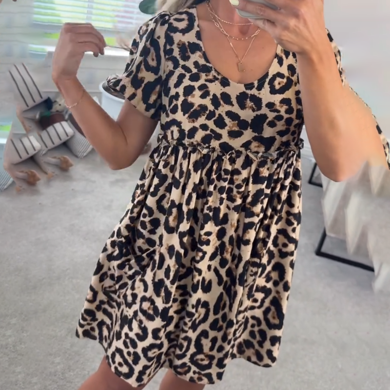 🐆Lässiges Minikleid mit Leopardenmuster für Damen