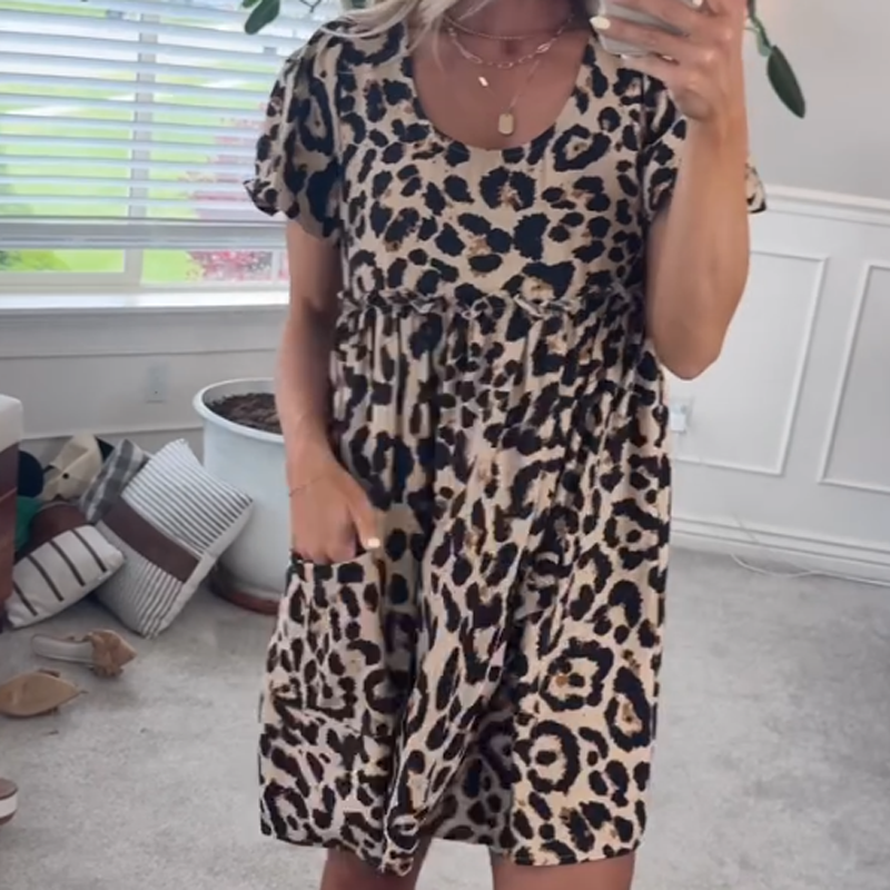 🐆Lässiges Minikleid mit Leopardenmuster für Damen