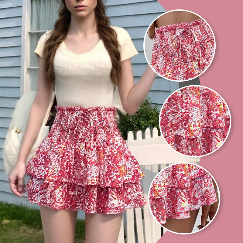 🌞Frühlingserwachen: 50% Rabatt!💕"Bauch-Weg" Sommer-Skort: Luftiger Etagenrock mit integrierter Sicherheitshose