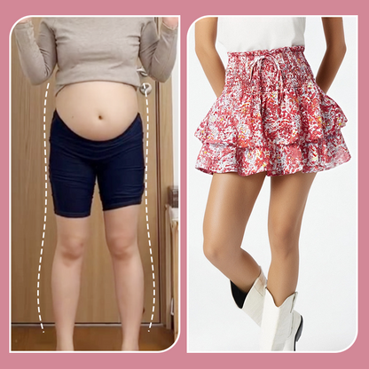 🌞Frühlingserwachen: 50% Rabatt!💕"Bauch-Weg" Sommer-Skort: Luftiger Etagenrock mit integrierter Sicherheitshose