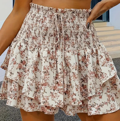 🌞Frühlingserwachen: 50% Rabatt!💕"Bauch-Weg" Sommer-Skort: Luftiger Etagenrock mit integrierter Sicherheitshose