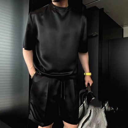 🔥Lässiger Herren-Zweiteiler: T-Shirt & Shorts in Unifarben