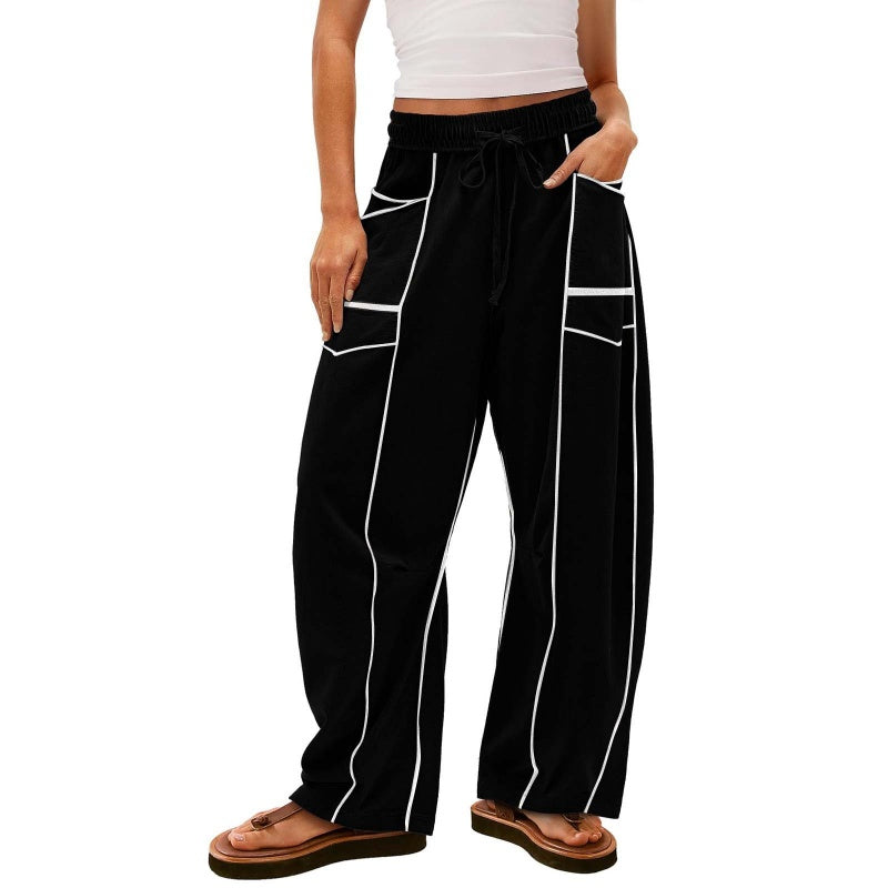 🌞🔥Lässige, lockere Hose mit weitem Bein und Kordelzug für Damen