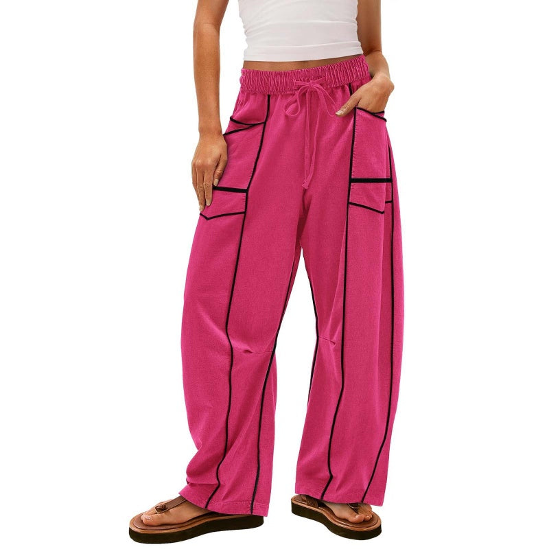🌞🔥Lässige, lockere Hose mit weitem Bein und Kordelzug für Damen
