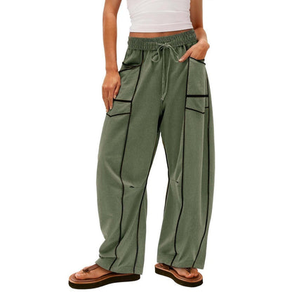 🌞🔥Lässige, lockere Hose mit weitem Bein und Kordelzug für Damen