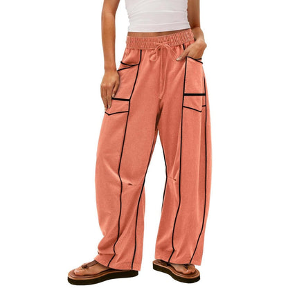 🌞🔥Lässige, lockere Hose mit weitem Bein und Kordelzug für Damen